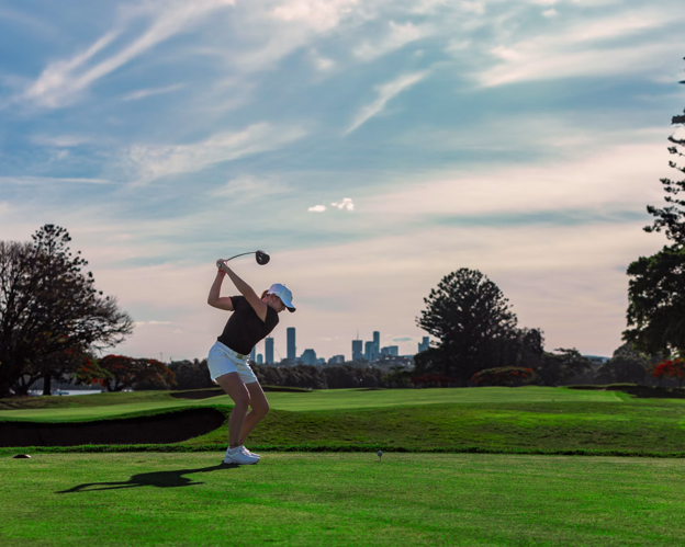 playing golf